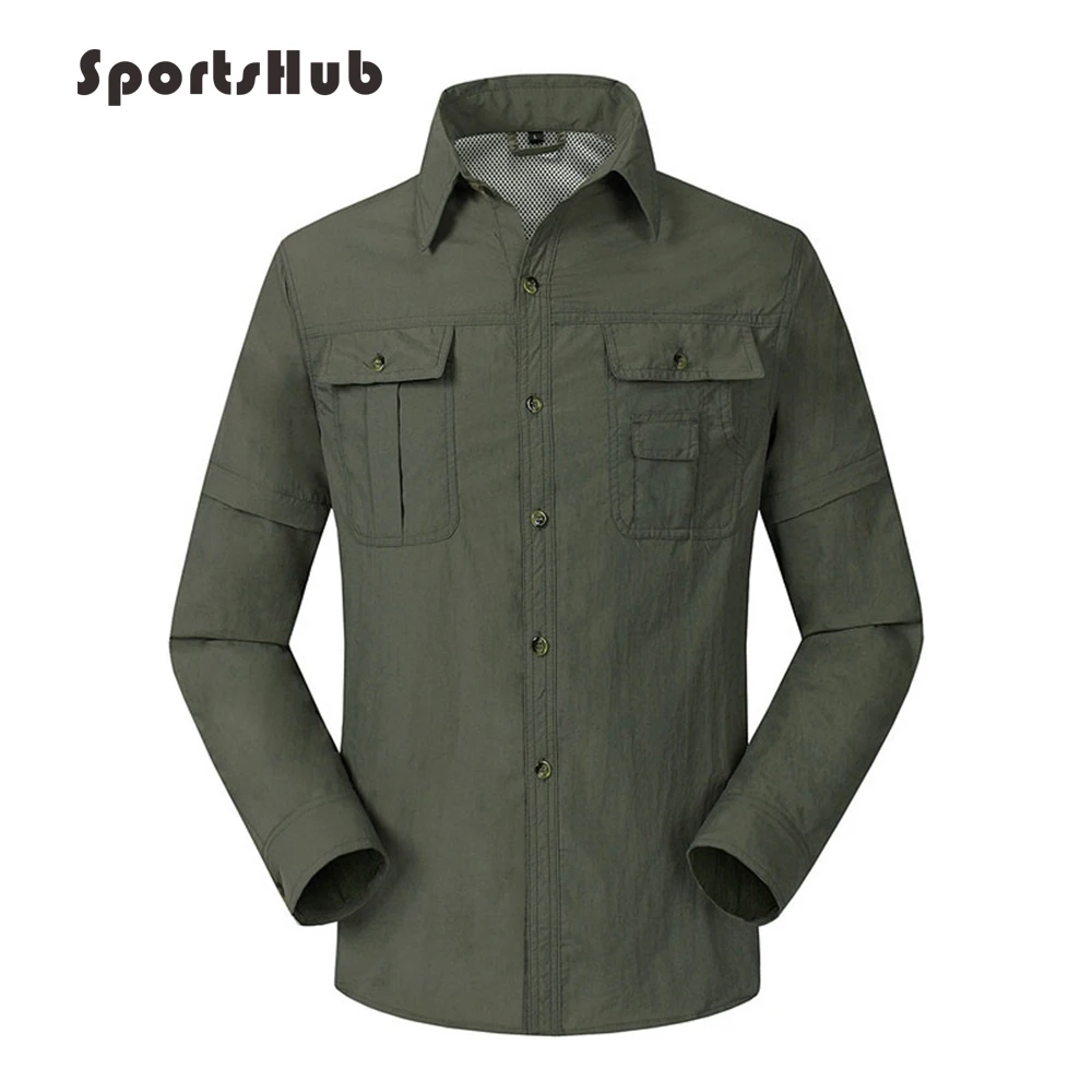 SPORTSHUB Dual urpose Removable Fishing Clothings Quick Dry Fishing Shirts Set Anti UV Fishing