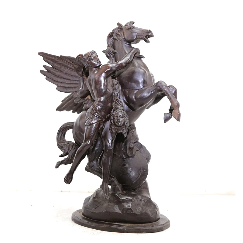 

Bronze animal man riding horse sculpture knight and angel horse statue for sale