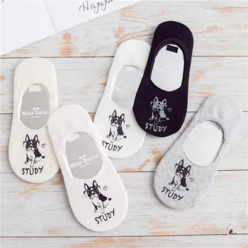 

New Fashion 5 Pairs Women Socks Slippers Spring Dogs Cute Cotton High Quality Women's Boat Socks For Women Invisible