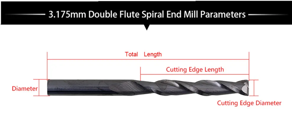 10 шт. твердосплавные двойные Два флейты спиральные фрезы 3,175x42 мм Фрезы с ЧПУ