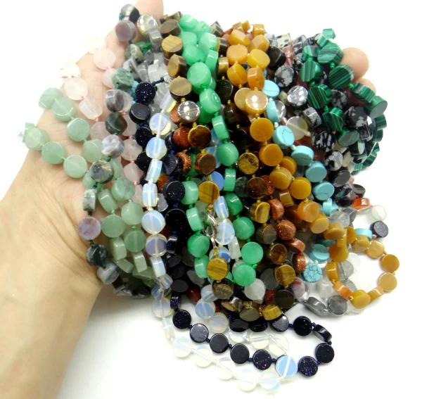 

Natural stone mix Round beads Turquoises aventurine tiger eye Quartz crystal Handmade Jewelry making Pendant necklace