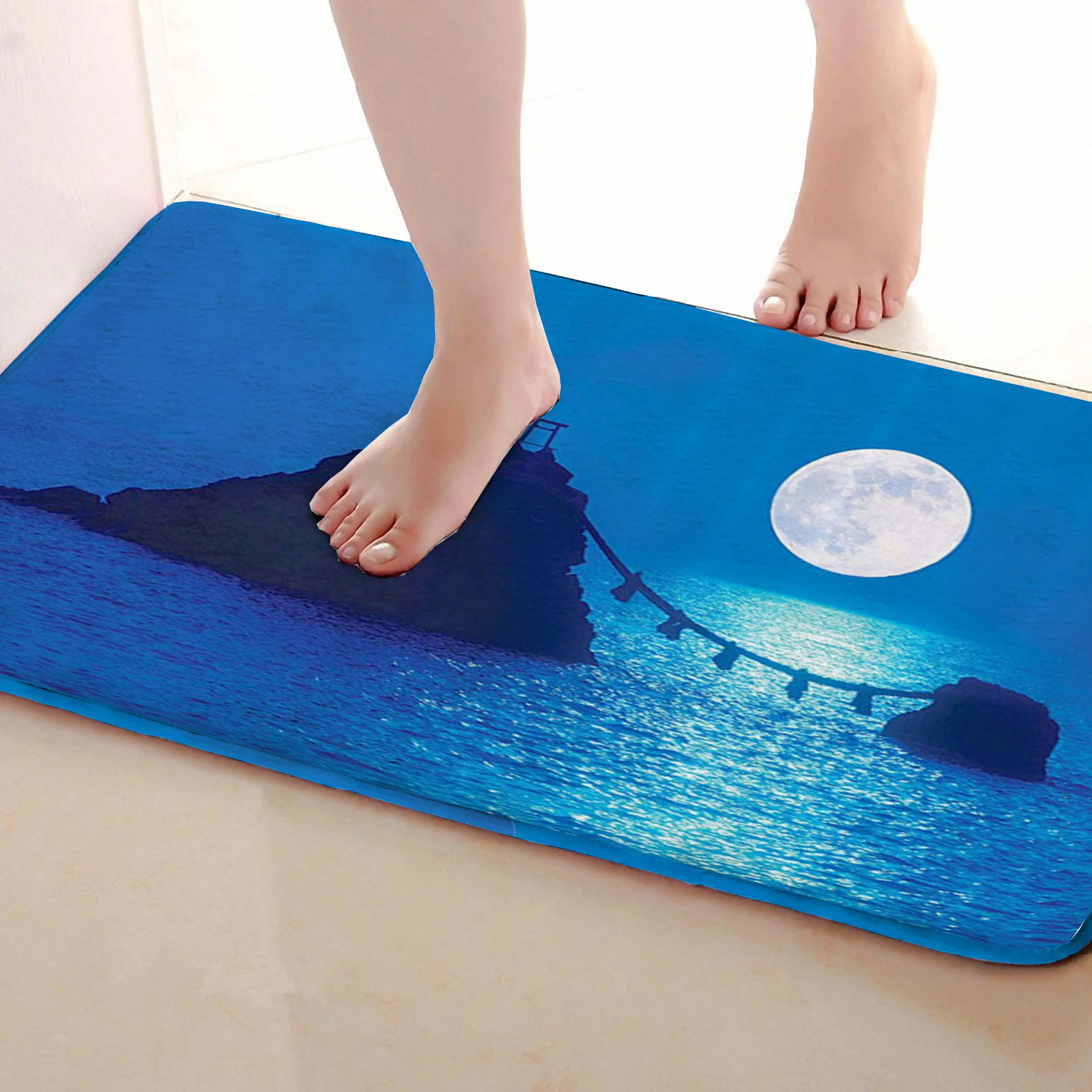 Коврик для ванной комнаты в стиле Луны, забавный Противоскользящий коврик для ванной, аксессуары для занавески для душа, соответствующие вашей занавеске для душа