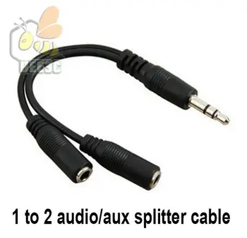 

black Audio Conversion Cable 3.5mm Male To 2 Female Headphone Jack Splitter Audio Adapter Cable Wholesale 100pcs/lot