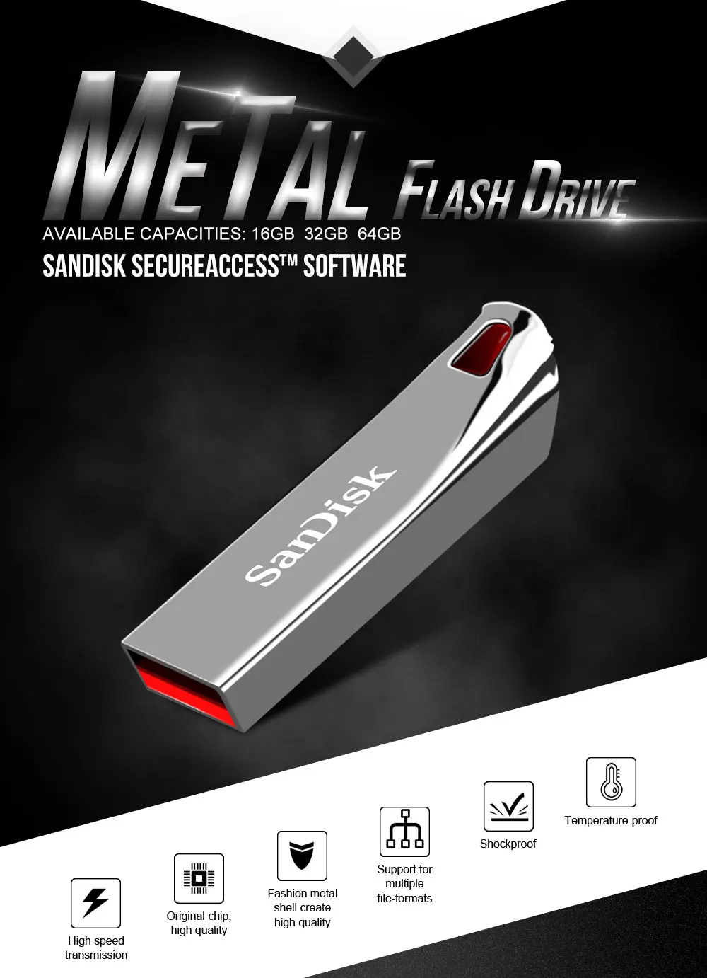 USB флеш-накопитель SanDisk CZ71, 64 ГБ, 32 ГБ, 16 ГБ, 8 ГБ, флеш-накопители, USB 2,0, металлическая флешка, поддержка официальной проверки