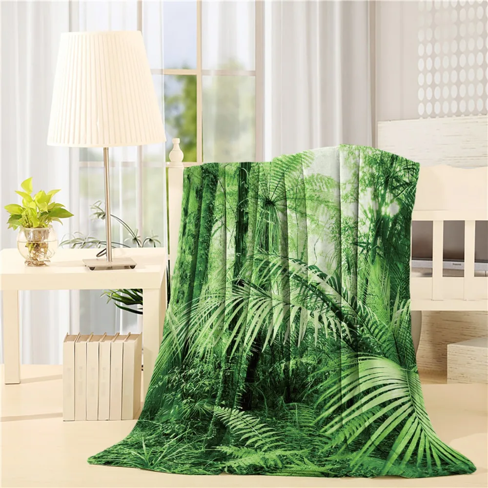 Flannel Throw Blanket bedding blankets Palm Trees And Exotic Plants In Tropical Jungle Wild