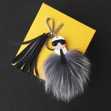 Free Shipping Karlito Fur Monster font b Keychain b font Real Fox Fur font b Keychain