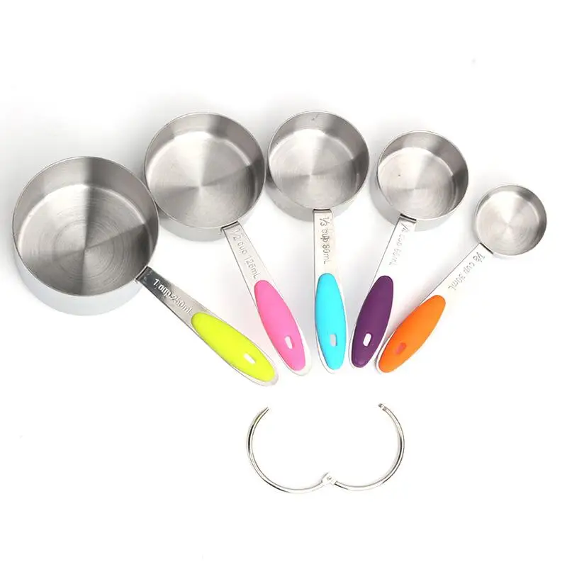10pc/set Stainless Steel Measuring Spoon Scale Kitchen Silicone Measuring Cups and Spoons Set LX5167