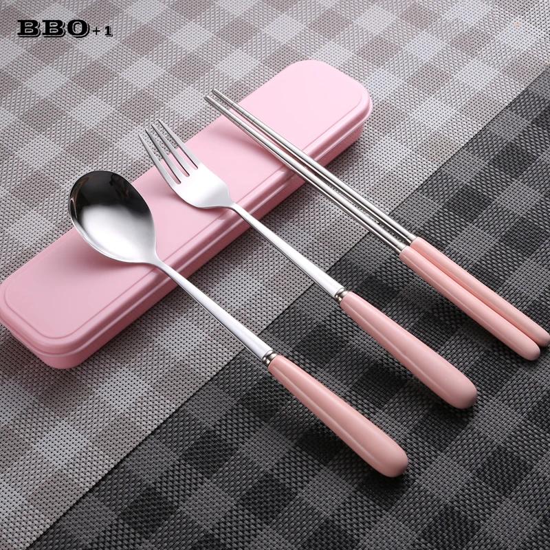 Ceramic Handle Stainless Steel Cutlery Travel Kids Adult Tableware Camping Picnic Dinnerware Set Kitchen Tools | Дом и сад