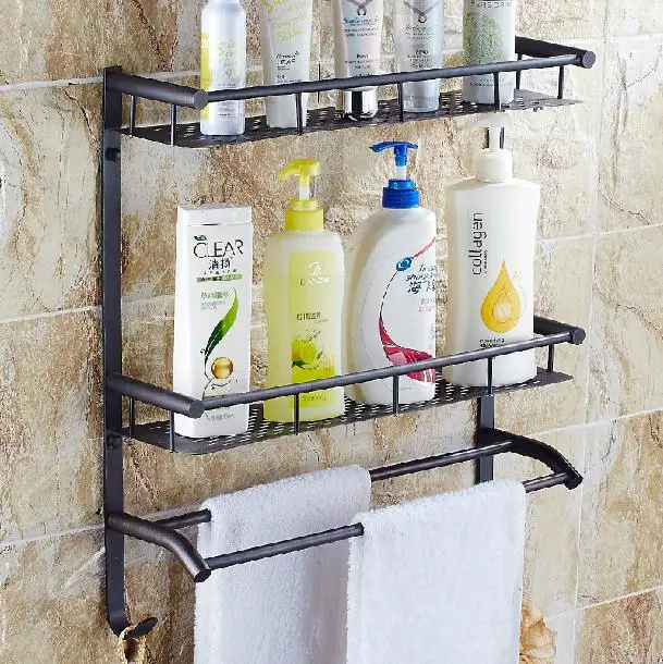Hot Sale! Copper Corner Bathroom Shelves Dual Tier Brushed Bathroom Shelves Bathroom Accessories