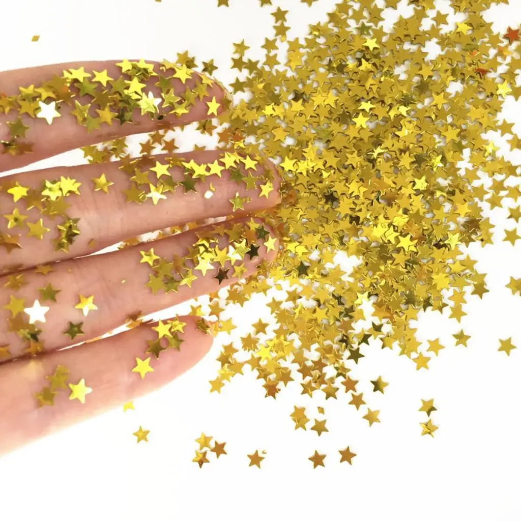 Metallic Star Table Scatter Confetti Sparkle Wedding Party Decor Celebration Ornament - 3mm, Gold
