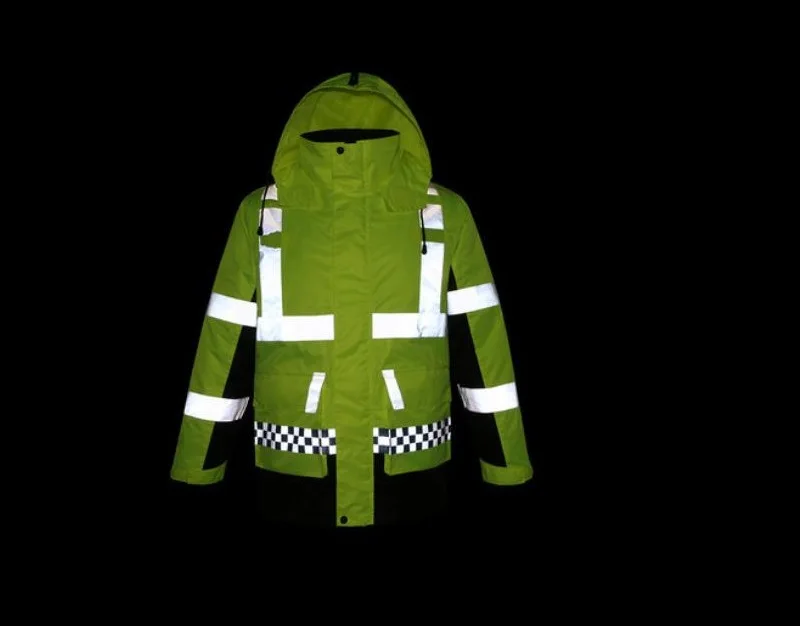 Зимний утепленный плащ Предупреждение одежда, утепленная хлопковая стеганая куртка, съемная Светоотражающая хлопковая одежда для безопасности дорожного движения