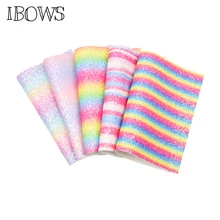 IBOWS 22*30 см Радуга блеск синтетическая кожа толстый блеск лист бант ткань для свадебного украшения DIY сумки обувь материалы
