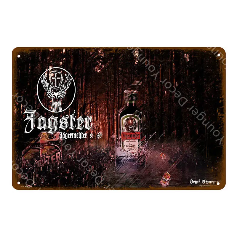 Jagermeister голова оленя металлический плакат Jager бомбы винная тарелка винтажная Настенная Наклейка Паб Бар домашний декор напиток Пиво Виски жестяные знаки - Цвет: YD4135F