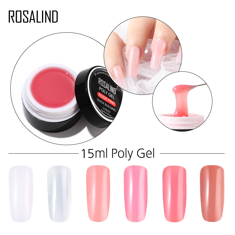 

ROSALIN Nail Extension Builder Poly Gel Varnish Semi Vernis Permanent 15ml Soak off UV Nail Art Manicure Crystal Nail Gel