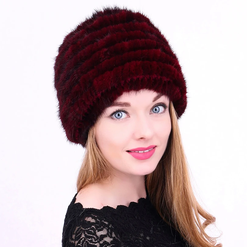 Шапка бини женская из натурального меха норки в полоску|mink fur hats|fur hatreal mink hat |