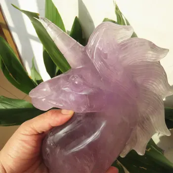 

NEW RARE 941g Natural Large Amethyst Quartz Crystal Carved Crystal Unicorn Skull Reiki Healing Meditating 2019 Gift