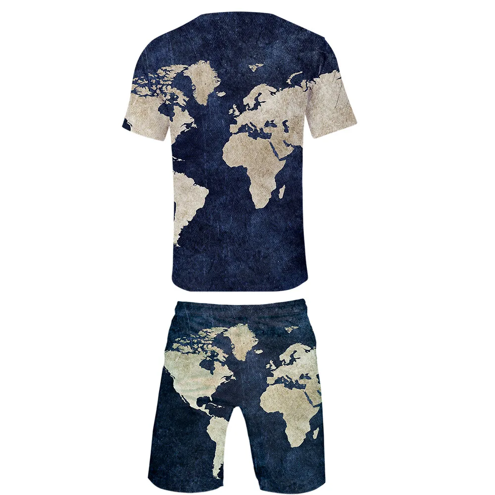 Cool WORLD MAP Cool Harajuku Fashion New Arrival 3D Streetwear two piece set O-neck tshirt and shorts Map accessories Men's Set Cool WORLD MAP Cool Harajuku Fashion New Arrival 3D Streetwear two piece set O-neck tshirt and shorts Map accessories Men's Set