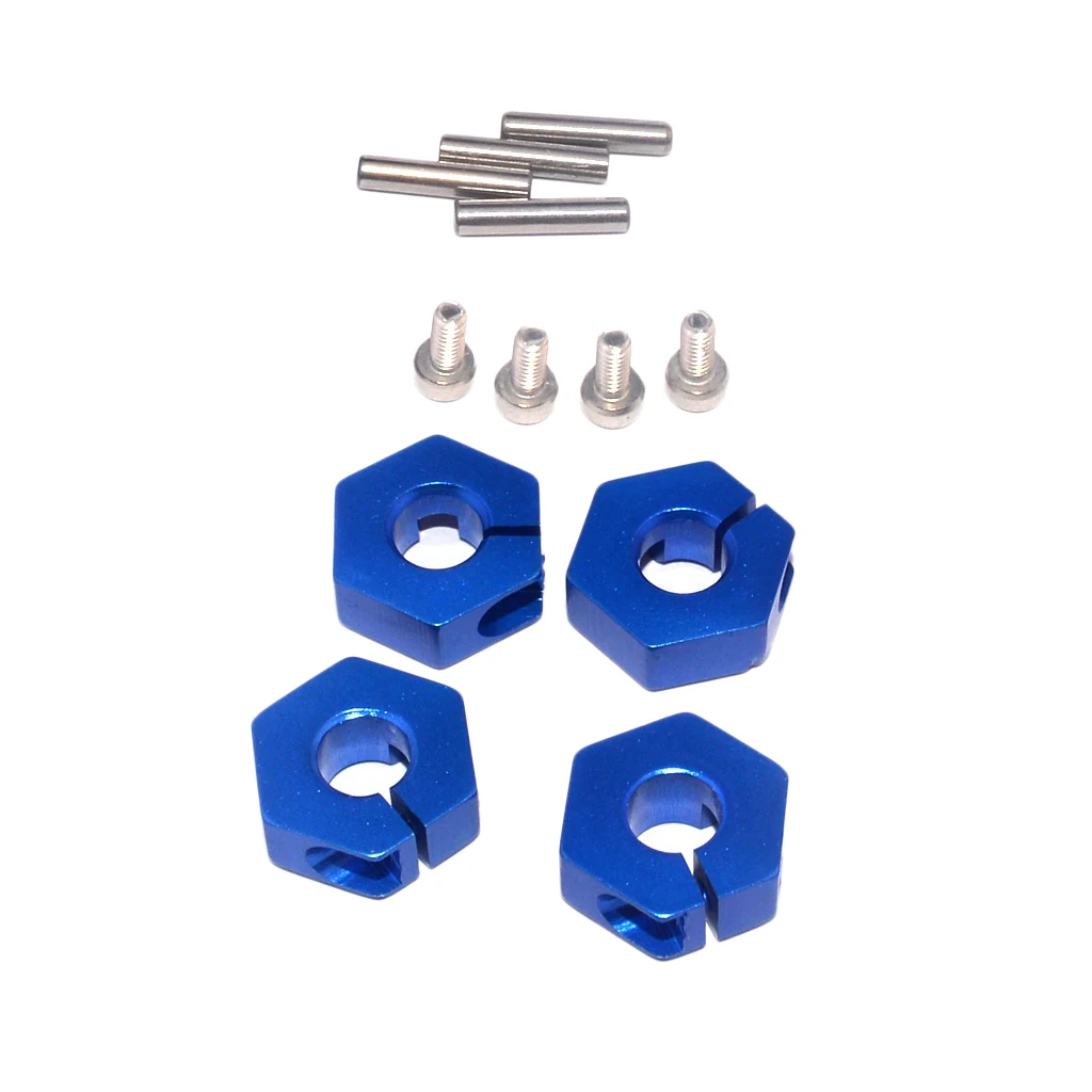 4 Pieces Aluminum 5.0 Wheel Hex 12mm Drive Hubs Pins&Screws for 1/10 RC Car