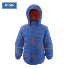 Moomin/ Новое поступление; зимняя куртка в стиле Оксфорд; Верхняя одежда для мальчиков с геометрическим рисунком; синее зимнее пальто на молнии; Водонепроницаемая зимняя куртка для детей