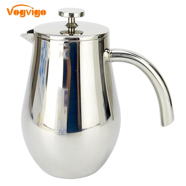 Vogvig 1000ml 304 Stainless Steel Polish Coffee Pot Kettle French Vogvig 1000ml 304 Stainless Steel Polish Coffee Pot Kettle French Press Filter Cattle Tea