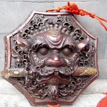 Bi003611 Китай Фэн-Шуй Бронза Медь Foo Собака Лев Избегать зла Стене висит Статуя