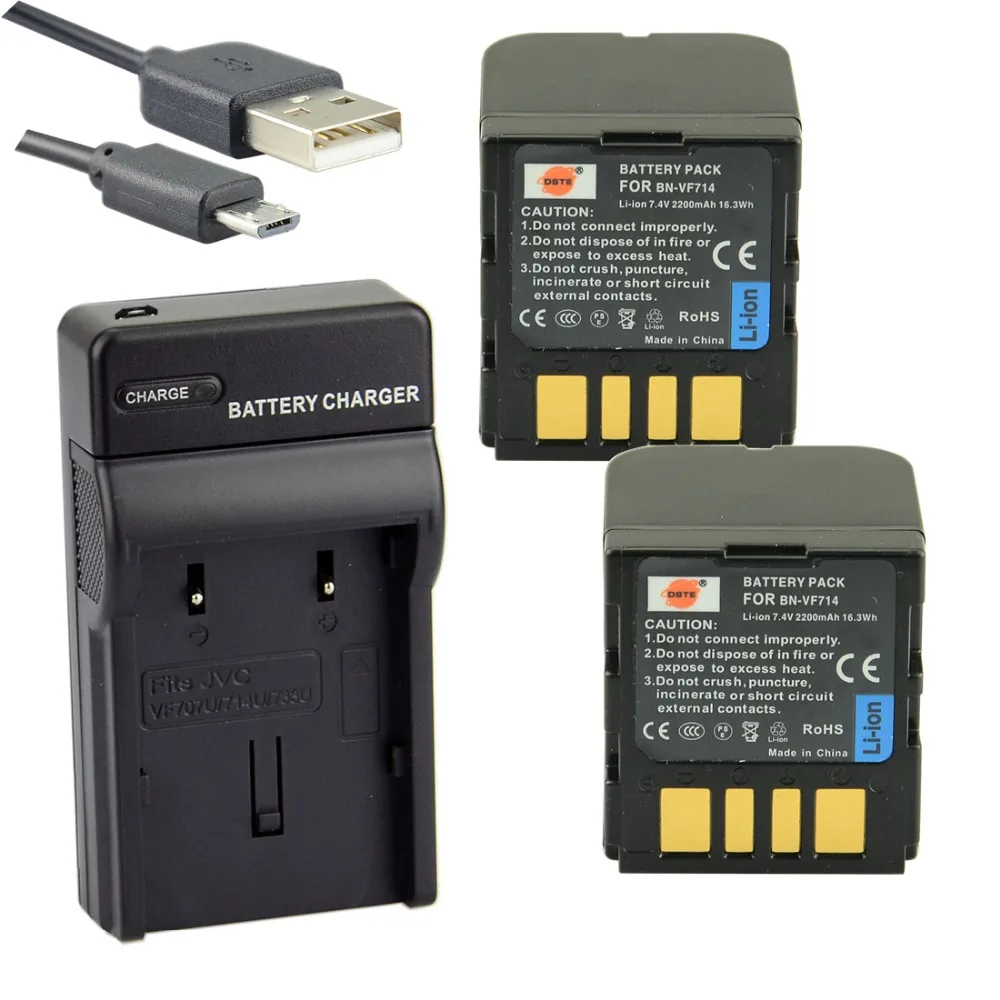 

DSTE 2pcs BN-VF714U Li-ion Battery + UDC32 usb charger For JVC GR-D250AC GR-D270AC GR-D290AC GZ-MG30AC GZ-MG40AC