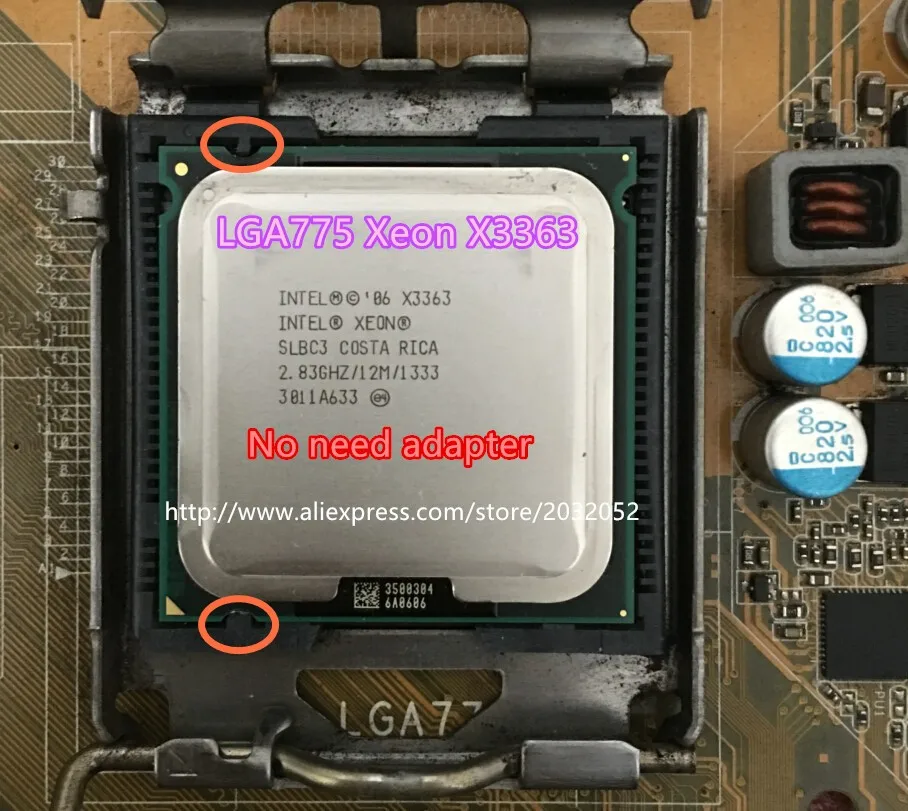 Lntel Xeon X3363 2,83 ГГц/12 м/1333 МГц/ЦП равен LGA775 Core 2 Quad Q9500 cpu, работает на материнской плате LGA775 без адаптера