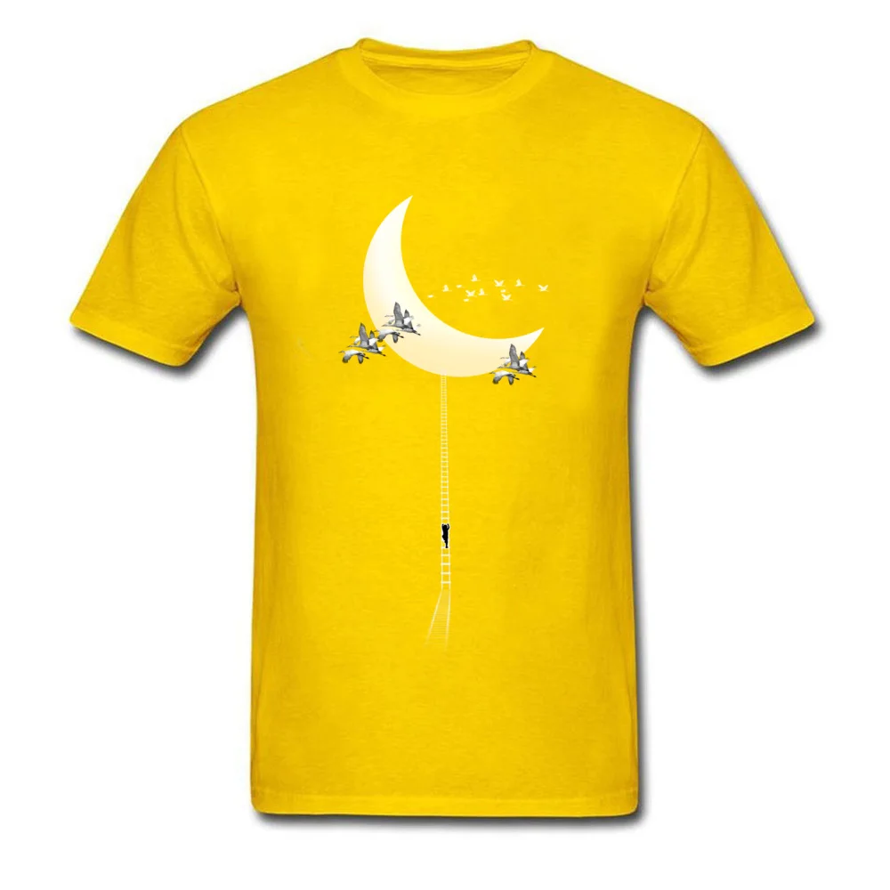 Crane Migration Normal April FOOL DAY Pure Cotton Crewneck Men's Tops Tees T-shirts Fashionable Short Sleeve Top T-shirts Crane Migration yellow