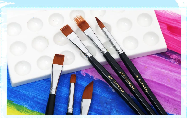 12Pcs Paint Brushes Set Nylon Hair Painting Brush Variety Style Short Rod Oil Acrylic Brush Watercolor Pen Art Supplies 17