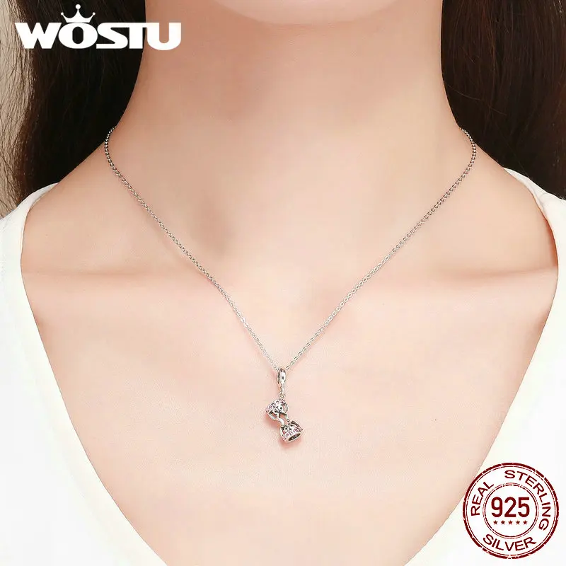 WOSTU оптовая продажа подлинный 925 стерлингового серебра песочные часы Подвески