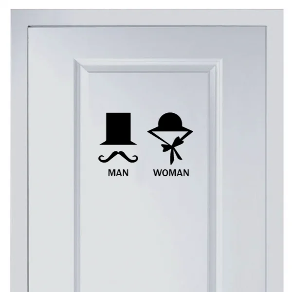 

Hat's marks for men and women's toilet Vinyl Sticker Fashion for Shop Office Home Cafe Hotel Toilets Door Decor Wall Stickers