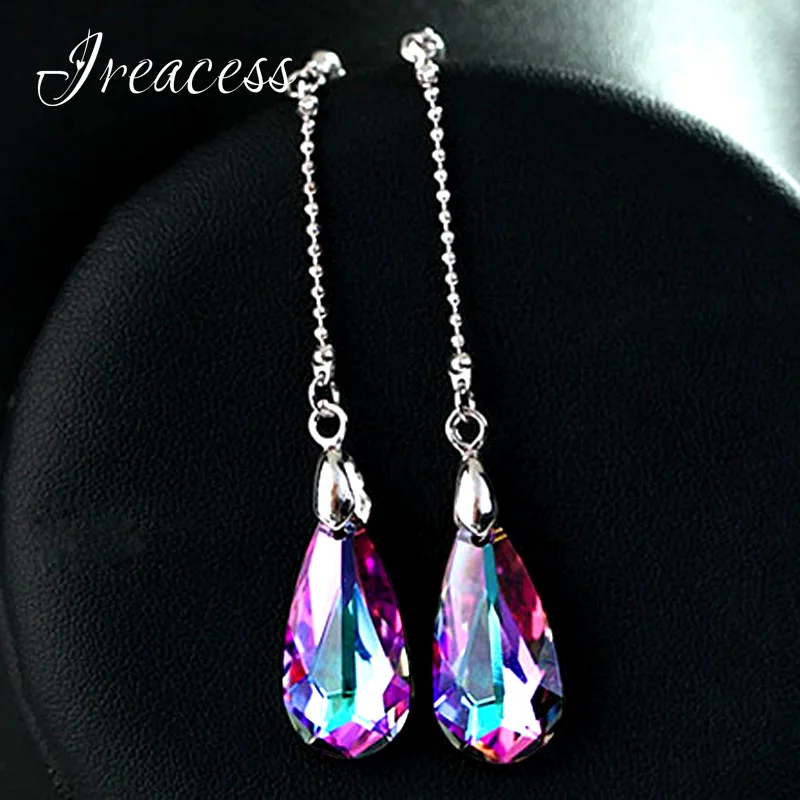 Женские серьги гвоздики с кристаллами серебристого цвета|fashion stud earrings|stud earringslong