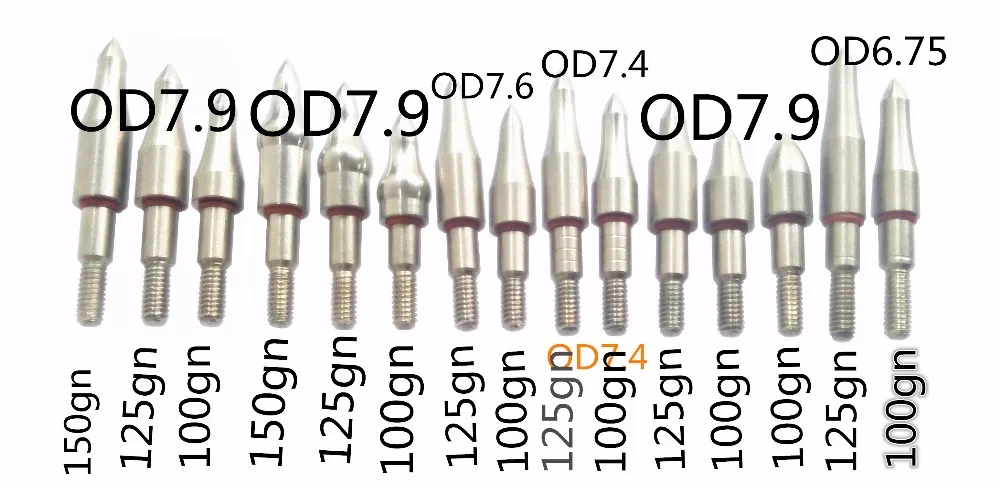 Полевые точки из нержавеющей стали OD5/16 9/32 17/64 19/64 150gn 100gn 12ps стрелы арбалет охота