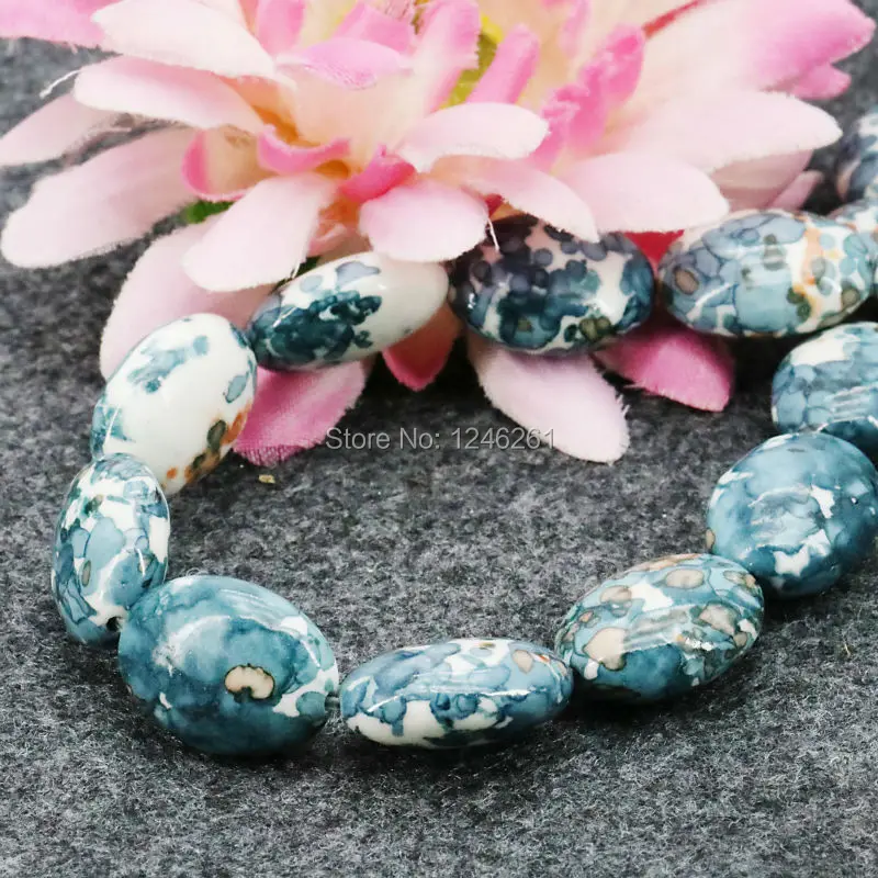 

13X18mm Multicolor Riverstones Rain Flower Rainbow Stone Ellipse Loose DIY Beads 15inch Women Jewelry making Design Accessories