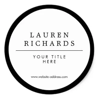 

3.8cm Professional Luxe Black and White Classic Round Sticker