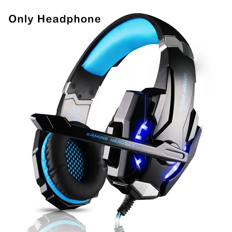 Blue Компьютерная ПК PS4 гарнитура игровая гарнитура геймерские наушники светодиодные Игровые наушники с микрофоном для компьютера playstation 4 планшетный ПК - Цвет: Blue