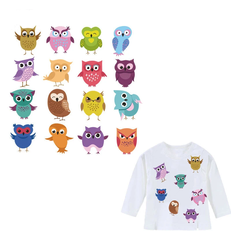 

Owl Patches for Kids Clothes T-shirt Dresses DIY Accessory Decoration Patch A-level Washable Patches Heat Transfer