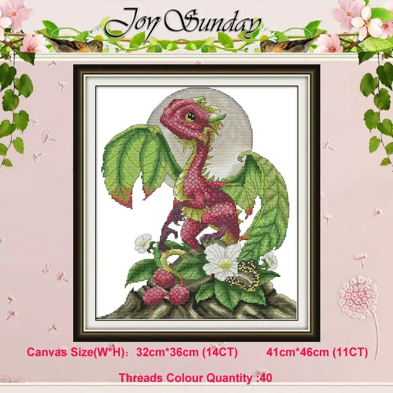 

Raspberry dragon animals counted 11CT 14CT Cross Stitch Set DIY DMC Chinese Cross-stitch Kit Embroidery Needlework Home Decor