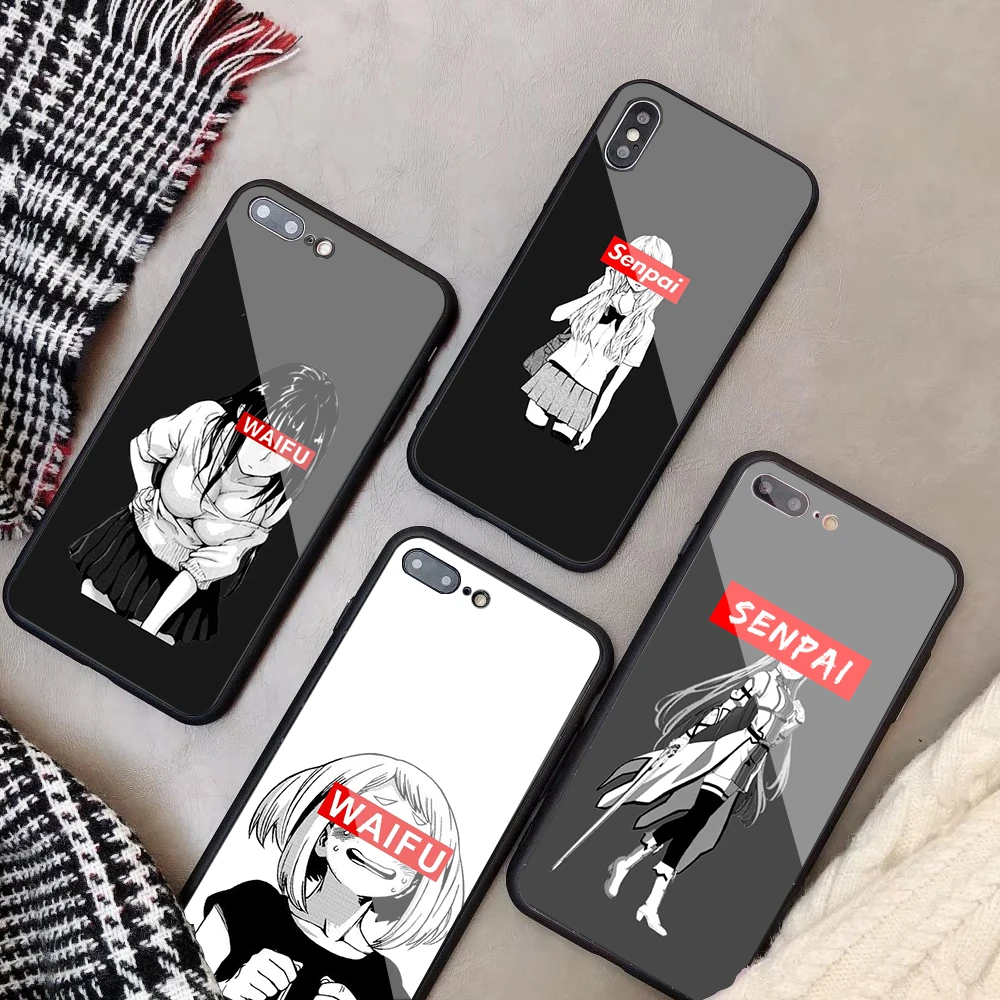 Чехол для телефона Sugoi Senpai из закаленного стекла аниме waifu iPhone 6 6plus 7 plus 8 8plus 5 5S 5C SE X