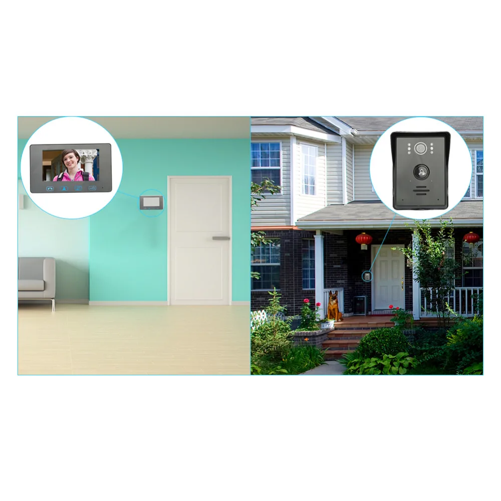 7''color TFT LCD wired video door Phone door intercom Waterproof video phone with Handfree Electric lock-control function (3)