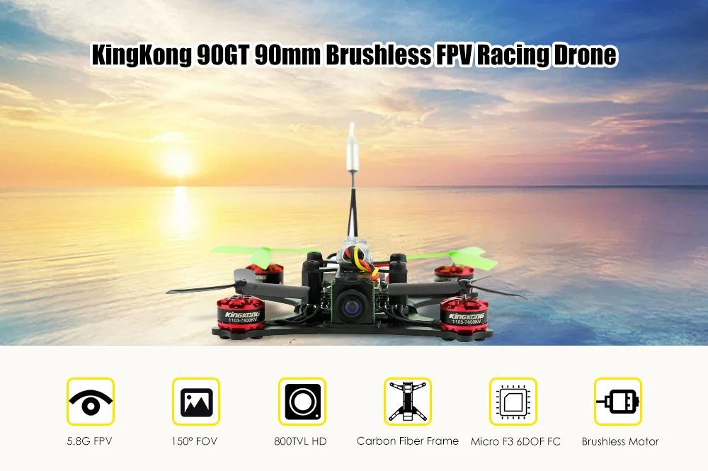 Kingkong 90GT 90 мм Бесщеточный Мини FPV гоночный Дрон с микро F3 управление полетом 16CH 800TVL VTX ForBNF RTF с Frsky X7 X9D