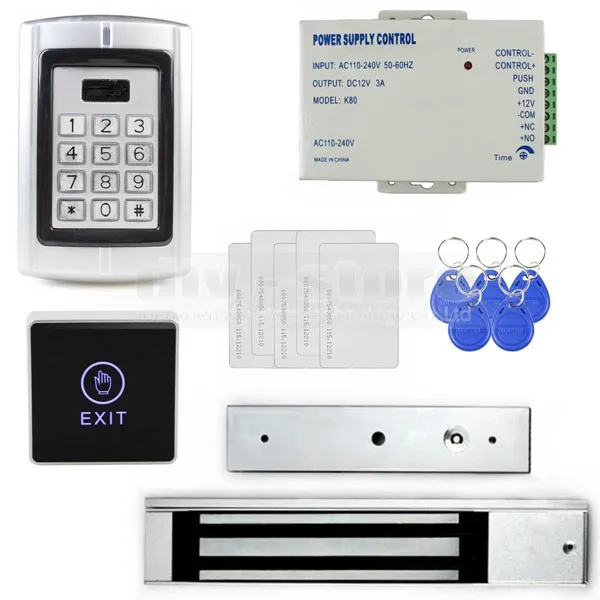 DIYSECUR сенсорная кнопка RFID 125 кГц металлическая клавиатура система контроля доступа двери комплект+ Магнитный замок для домашнего/офисного использования