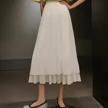 Юбка Летний Половина юбка с длинным разрезом плиссированная юбка Эластичная Высокая талия тонкая была тонкая свободные половина юбка G316