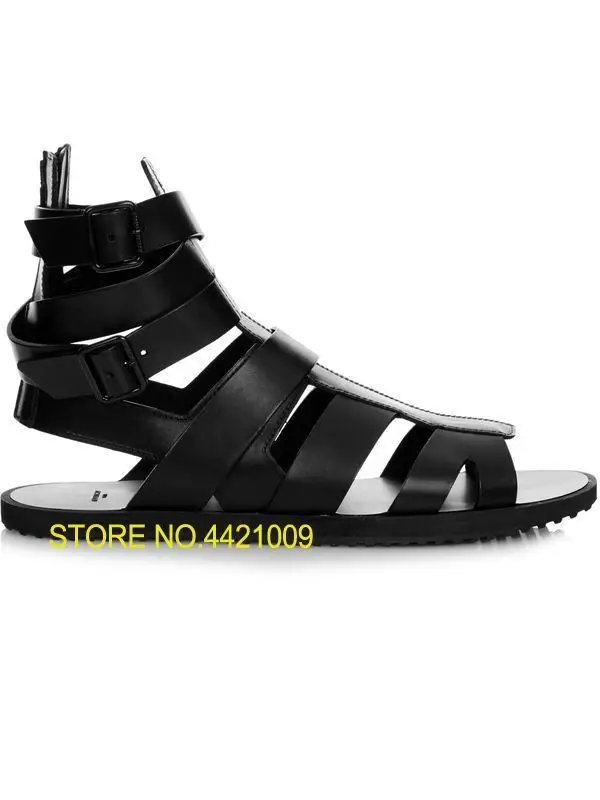 

black men gladiator sandals flat heel summer shoes real leather fretwork style male holiday sandals causal flats cool sandalias