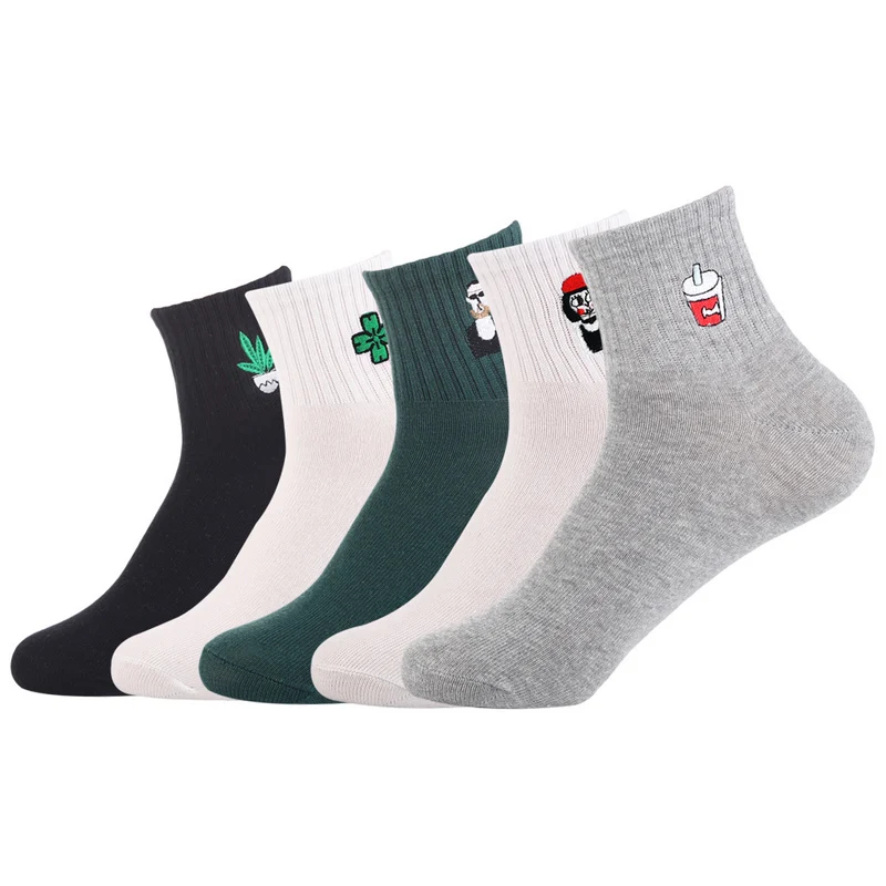 5 пар Eur36-42, женские осенне-зимние милые носки из хлопка с кошкой, женские модные носки с геометрическим узором s177 - Цвет: s17707