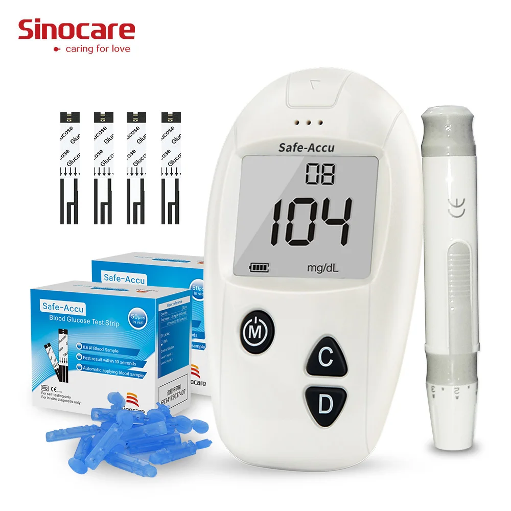 

mg/dL VS mmol/L Sinocare Safe-Accu Blood Glucose Meter 100 Separated Test Strips Lancets Exact Glucometer Diabetes Tester