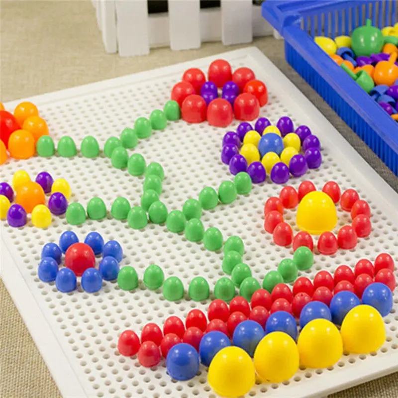 296pcs Mushroom Nails Puzzle Educational Pegboard Toy Letters Numbers Game with Storage For Kids Children  (7)