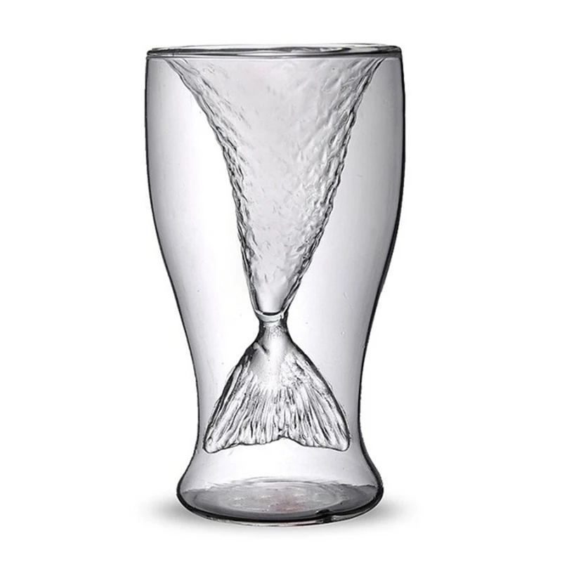 100 мл милый хвост русалки бокал для вина с двойными стенками коктейльное стекло пивной стакан для виски стеклянная посуда барные инструменты - Цвет: Прозрачный