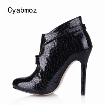 

Cyabmoz Women Ankle Boots Sexy High Heels Winter Shoes Woman Serpentine Buckle Party Dress Shoes Zapatillas Botas Zapatos Mujer