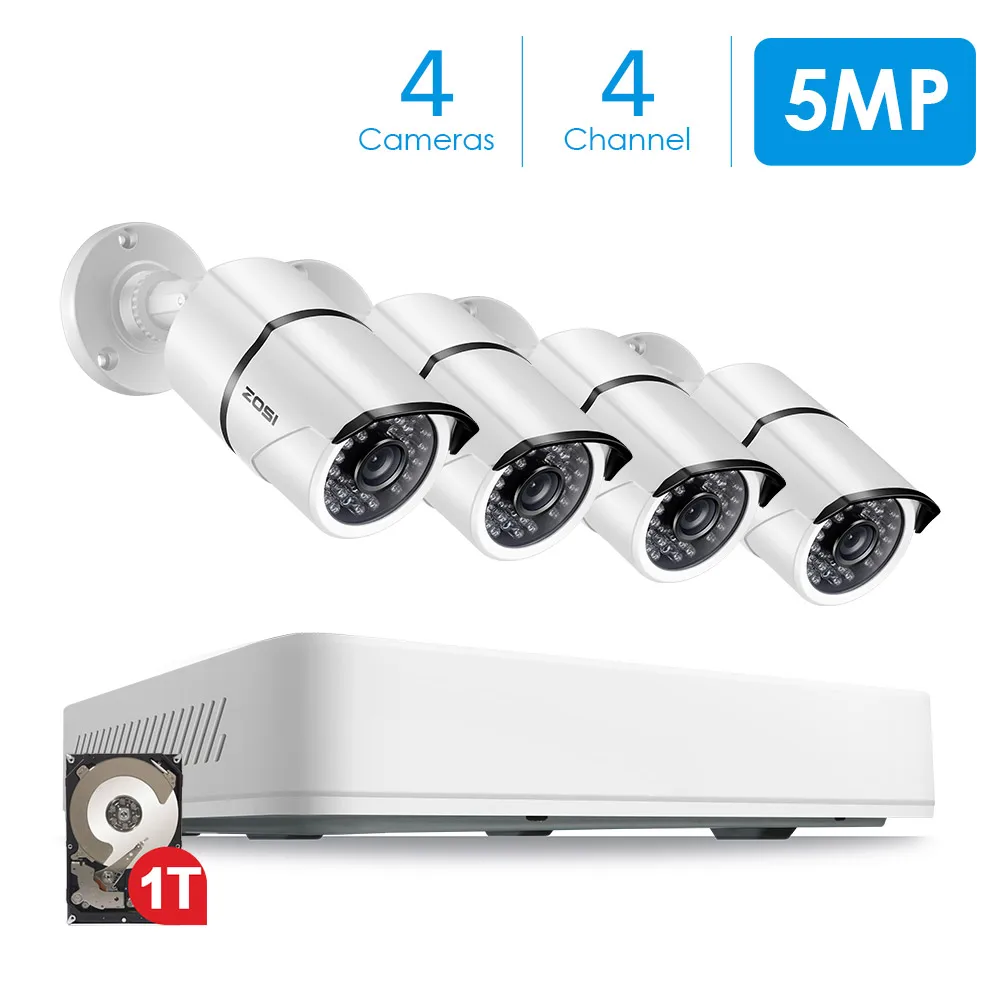 ZOSI 4 Channel HD 5 0MP 2560x1920P Outdoor Indoor Security font b Camera b font System